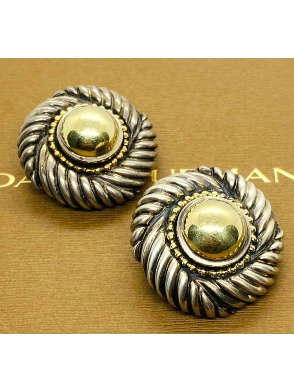 AVID YURMAN 14K & 925 Large Classic Cable Dome Clip Earrings